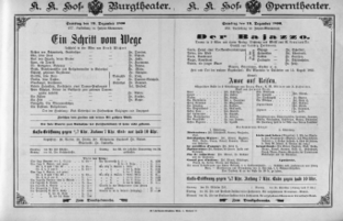 Theaterzettel (Oper und Burgtheater in Wien) 18961219 Seite: 1