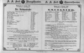 Theaterzettel (Oper und Burgtheater in Wien) 18961221 Seite: 1