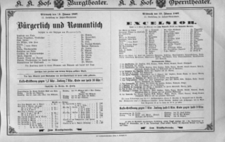 Theaterzettel (Oper und Burgtheater in Wien) 18970113 Seite: 1