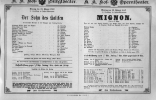 Theaterzettel (Oper und Burgtheater in Wien) 18970118 Seite: 1