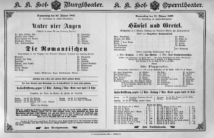 Theaterzettel (Oper und Burgtheater in Wien) 18970121 Seite: 1