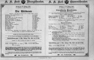 Theaterzettel (Oper und Burgtheater in Wien) 18970122 Seite: 1