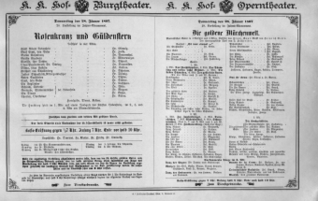 Theaterzettel (Oper und Burgtheater in Wien) 18970128 Seite: 1