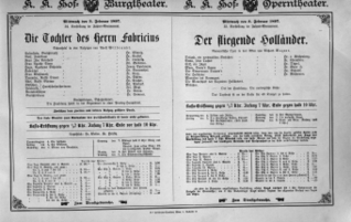 Theaterzettel (Oper und Burgtheater in Wien) 18970203 Seite: 1