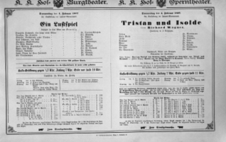 Theaterzettel (Oper und Burgtheater in Wien) 18970204 Seite: 1