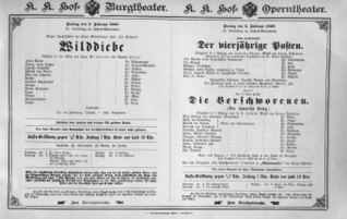 Theaterzettel (Oper und Burgtheater in Wien) 18970205 Seite: 1