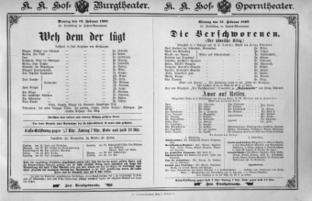 Theaterzettel (Oper und Burgtheater in Wien) 18970215 Seite: 1