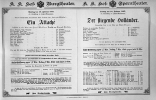 Theaterzettel (Oper und Burgtheater in Wien) 18970216 Seite: 1