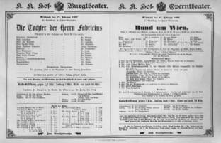 Theaterzettel (Oper und Burgtheater in Wien) 18970217 Seite: 1