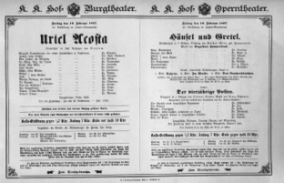 Theaterzettel (Oper und Burgtheater in Wien) 18970219 Seite: 1
