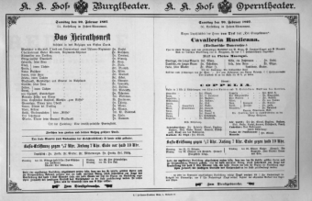 Theaterzettel (Oper und Burgtheater in Wien) 18970220 Seite: 1
