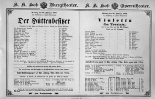 Theaterzettel (Oper und Burgtheater in Wien) 18970222 Seite: 1