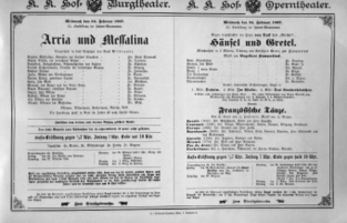 Theaterzettel (Oper und Burgtheater in Wien) 18970224 Seite: 1
