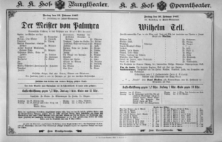 Theaterzettel (Oper und Burgtheater in Wien) 18970226 Seite: 1