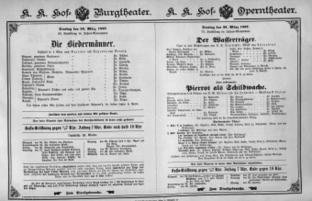 Theaterzettel (Oper und Burgtheater in Wien) 18970323 Seite: 1