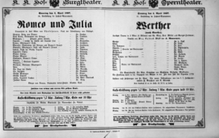 Theaterzettel (Oper und Burgtheater in Wien) 18970404 Seite: 1