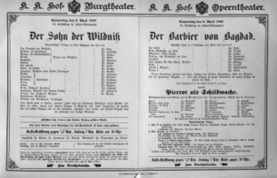 Theaterzettel (Oper und Burgtheater in Wien) 18970408 Seite: 1