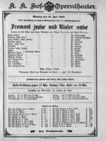 Theaterzettel (Oper und Burgtheater in Wien) 18970712 Seite: 1