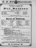 Theaterzettel (Oper und Burgtheater in Wien) 18970909 Seite: 1