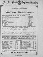 Theaterzettel (Oper und Burgtheater in Wien) 18970911 Seite: 1