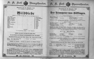 Theaterzettel (Oper und Burgtheater in Wien) 18970916 Seite: 1