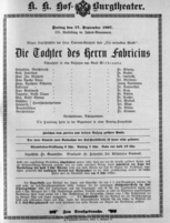 Theaterzettel (Oper und Burgtheater in Wien) 18970917 Seite: 1