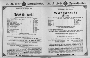 Theaterzettel (Oper und Burgtheater in Wien) 18970918 Seite: 1