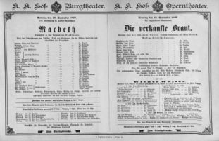 Theaterzettel (Oper und Burgtheater in Wien) 18970919 Seite: 1