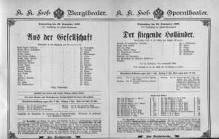 Theaterzettel (Oper und Burgtheater in Wien) 18970923 Seite: 1