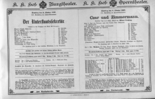 Theaterzettel (Oper und Burgtheater in Wien) 18971002 Seite: 1