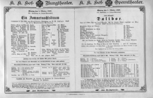 Theaterzettel (Oper und Burgtheater in Wien) 18971004 Seite: 1