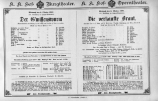 Theaterzettel (Oper und Burgtheater in Wien) 18971006 Seite: 1