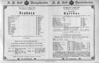 Theaterzettel (Oper und Burgtheater in Wien) 18971007 Seite: 1