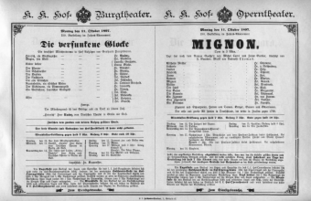Theaterzettel (Oper und Burgtheater in Wien) 18971011 Seite: 1