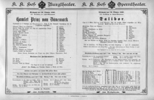 Theaterzettel (Oper und Burgtheater in Wien) 18971013 Seite: 1