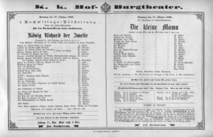 Theaterzettel (Oper und Burgtheater in Wien) 18971017 Seite: 1