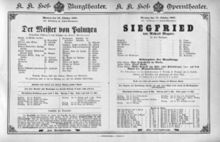 Theaterzettel (Oper und Burgtheater in Wien) 18971018 Seite: 1