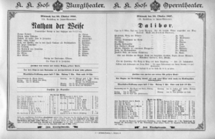Theaterzettel (Oper und Burgtheater in Wien) 18971020 Seite: 1