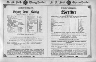 Theaterzettel (Oper und Burgtheater in Wien) 18971022 Seite: 1