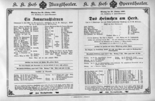 Theaterzettel (Oper und Burgtheater in Wien) 18971025 Seite: 1
