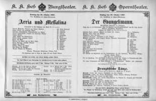 Theaterzettel (Oper und Burgtheater in Wien) 18971026 Seite: 1