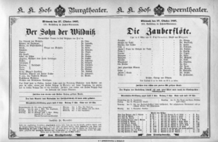 Theaterzettel (Oper und Burgtheater in Wien) 18971027 Seite: 1