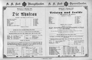 Theaterzettel (Oper und Burgtheater in Wien) 18971101 Seite: 1
