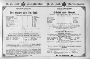 Theaterzettel (Oper und Burgtheater in Wien) 18971102 Seite: 1