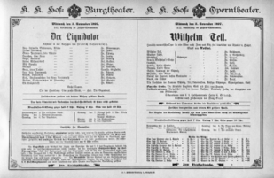 Theaterzettel (Oper und Burgtheater in Wien) 18971103 Seite: 1