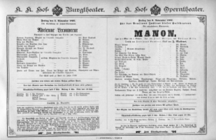 Theaterzettel (Oper und Burgtheater in Wien) 18971105 Seite: 1
