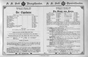 Theaterzettel (Oper und Burgtheater in Wien) 18971106 Seite: 1