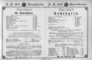 Theaterzettel (Oper und Burgtheater in Wien) 18971108 Seite: 1
