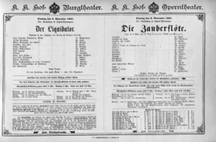 Theaterzettel (Oper und Burgtheater in Wien) 18971109 Seite: 1