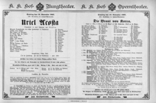 Theaterzettel (Oper und Burgtheater in Wien) 18971113 Seite: 1